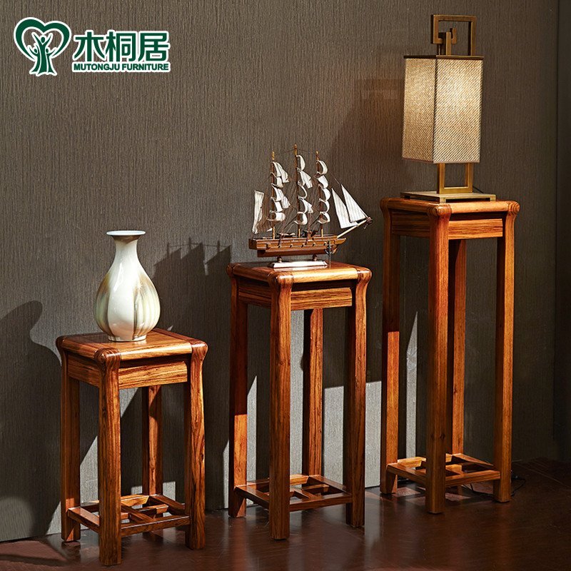 木桐居实木花架 为您的客厅与阳台注入东方雅韵